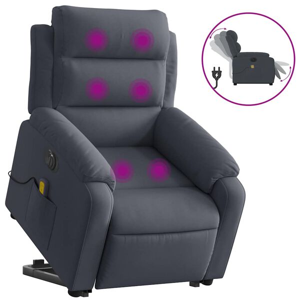 vidaXL Fauteuil inclinable de massage &eacute;lectrique gris fonc&eacute; velours