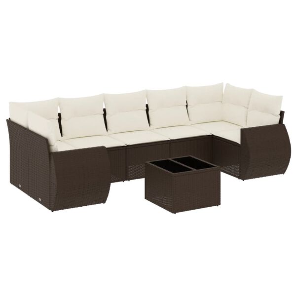 vidaXL Salon de jardin 8 pcs avec coussins marron r&eacute;sine tress&eacute;e