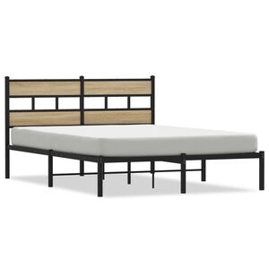 vidaXL Cadre de lit en m&eacute;tal sans matelas ch&ecirc;ne sonoma 150x200 cm