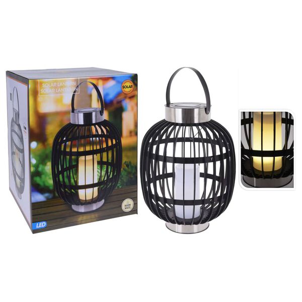 ProGarden Lampe solaire &agrave; LED d'ext&eacute;rieur avec bougie Noir 35 cm