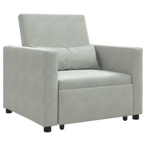 vidaXL Canap&eacute;-lit escamotable simple avec des roues Gris clair Velours