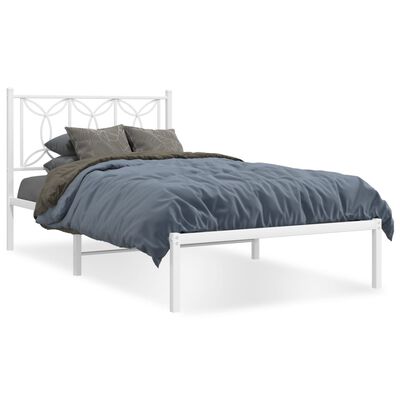 vidaXL Cadre de lit métal sans matelas et tête de lit blanc 100x200 cm