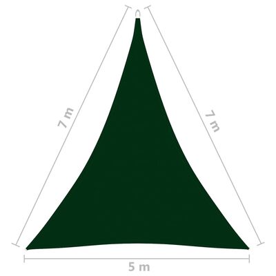 vidaXL Voile de parasol Tissu Oxford triangulaire 5x7x7 m Vert foncé