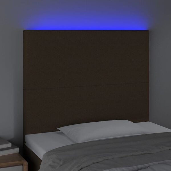 vidaXL T&ecirc;te de lit &agrave; LED Marron fonc&eacute; 90x5x118/128 cm Tissu
