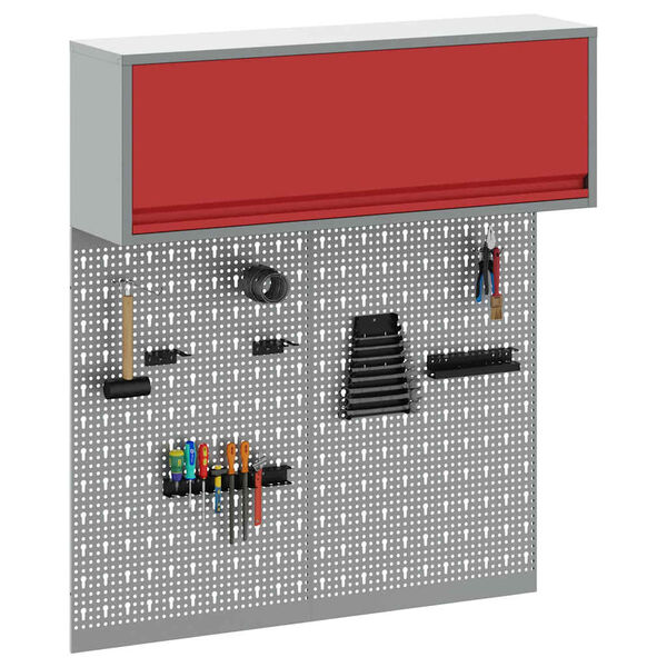vidaXL Set de Cabinet d'Outils et Pegboard avec étagère 3 pcs Rouge