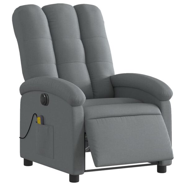 vidaXL Fauteuil inclinable de massage &eacute;lectrique gris fonc&eacute; tissu