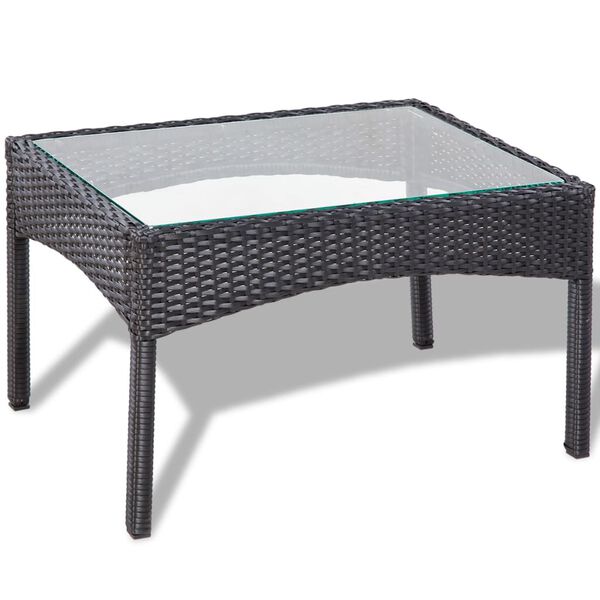 vidaXL Salon de jardin 4 pcs avec coussins R&eacute;sine tress&eacute;e Noir