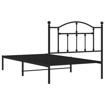 vidaXL Cadre de lit métal sans matelas avec tête de lit noir 100x190cm