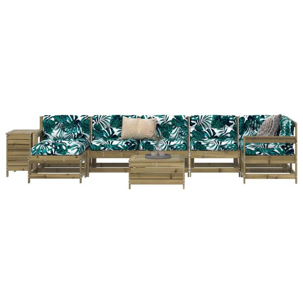 vidaXL Salon de jardin 9 pcs bois de pin impr&eacute;gn&eacute;