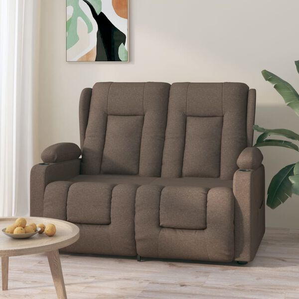 vidaXL Fauteuil de massage inclinable porte-gobelets 2 places taupe