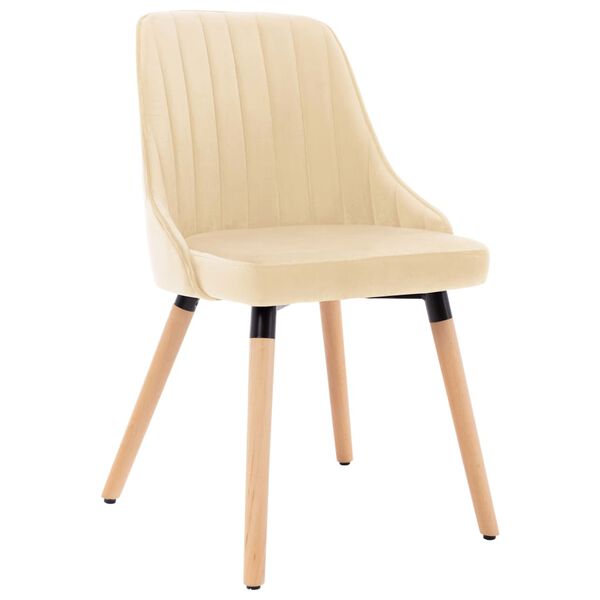 vidaXL Chaises &agrave; manger lot de 2 Cr&egrave;me Velours