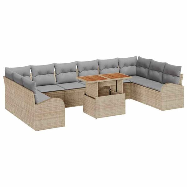 vidaXL Ensemble de canap&eacute; de jardin 11 pcs beige et gris clair
