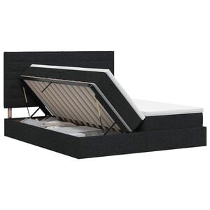 vidaXL Lit de Rangement avec t&ecirc;te de lit Noir 180 x 200 cm Tissu