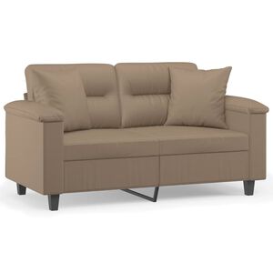 vidaXL Canap&eacute; 2 places avec oreillers cappuccino 120 cm similicuir