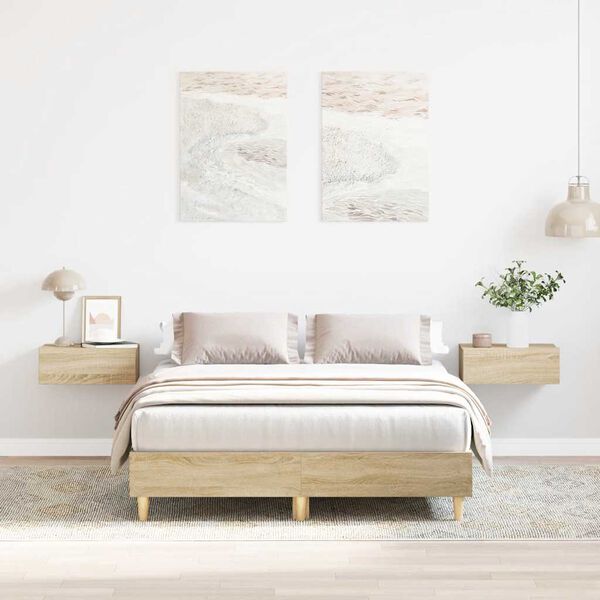 vidaXL Cadre de lit sans matelas ch&ecirc;ne sonoma 140x190 cm