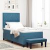 vidaXL Lit &agrave; ressorts avec matelas Bleu fonc&eacute; 90 x 200 cm Velours