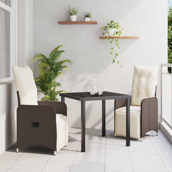 vidaXL Ensemble de salle &agrave; manger pour jardin 3 pcs Marron polyrotin