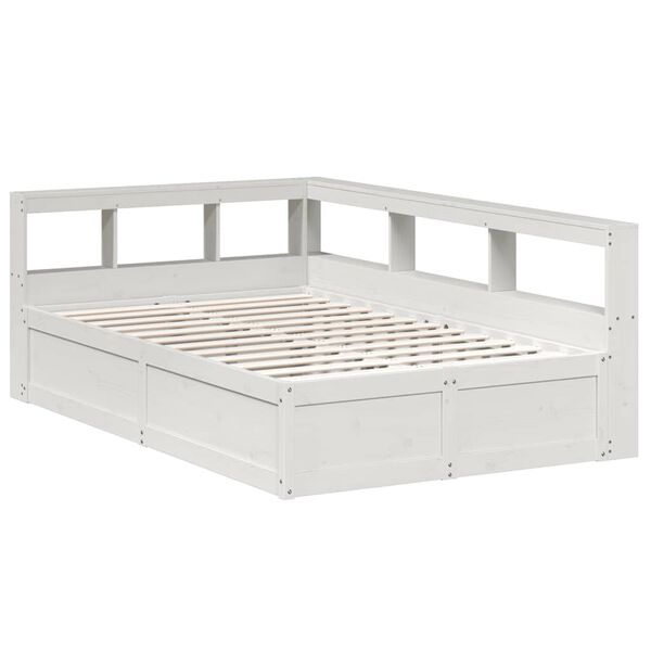 vidaXL Lit biblioth&egrave;que sans matelas blanc 120x200 cm bois pin massif