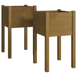vidaXL Jardini&egrave;res 2 pcs Marron miel 40x40x70 cm Bois de pin massif