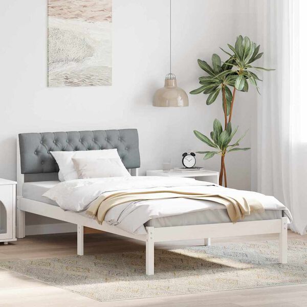vidaXL Cadre de lit avec t&ecirc;te de lit Blanc et gris clair 100 x 200 cm