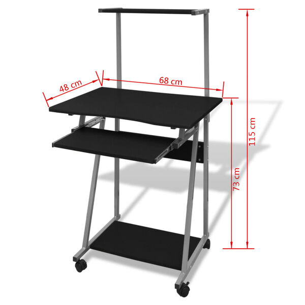vidaXL Bureau d'ordinateur avec plateau de clavier et &eacute;tag&egrave;re Noir