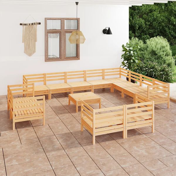 vidaXL Salon de jardin 13 pcs Bois de pin massif
