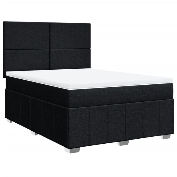 vidaXL Sommier &agrave; lattes de lit avec matelas Noir 160x200 cm Tissu