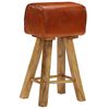vidaXL Chaises de bar lot de 2 cuir v&eacute;ritable bois de manguier solide