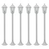 vidaXL Lampe de jardin &agrave; piquet 6 pcs E27 110 cm Aluminium Blanc