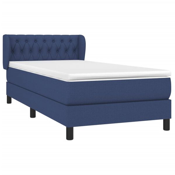 vidaXL Sommier &agrave; lattes de lit avec matelas Bleu 90x200 cm Tissu