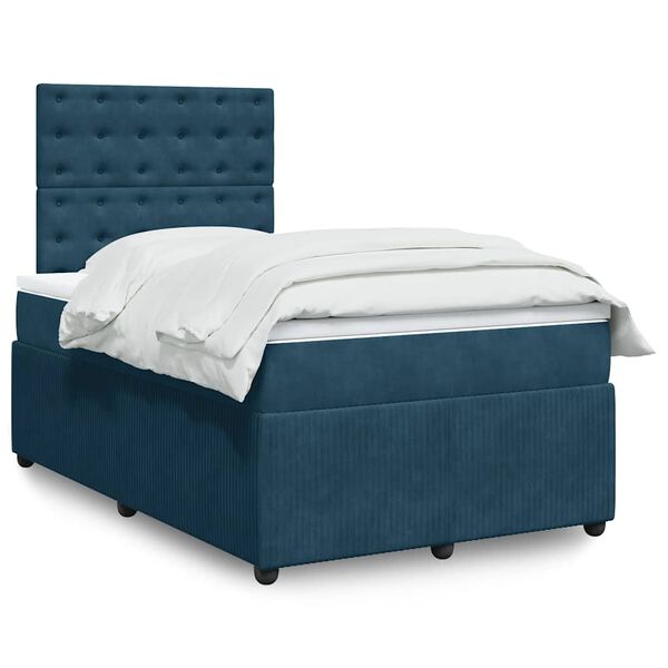 vidaXL Sommier &agrave; lattes de lit et matelas bleu 120x190 cm velours