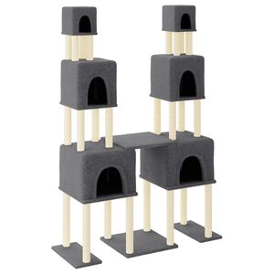 vidaXL Arbre &agrave; chat avec griffoirs en sisal Gris fonc&eacute; 199 cm
