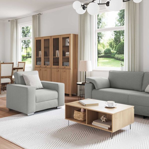vidaXL Canap&eacute; 3 pcs Gris nuage Tissu en lin m&eacute;lang&eacute;
