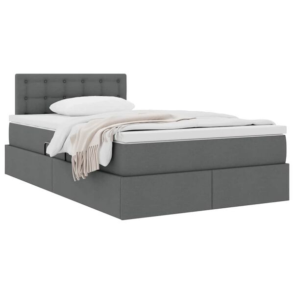vidaXL Lit avec rangement et matelas Gris fonc&eacute; 120 x 190 cm