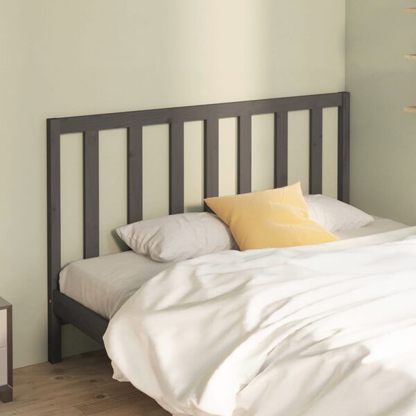 vidaXL T&ecirc;te de lit Gris 141x4x100 cm Bois massif de pin