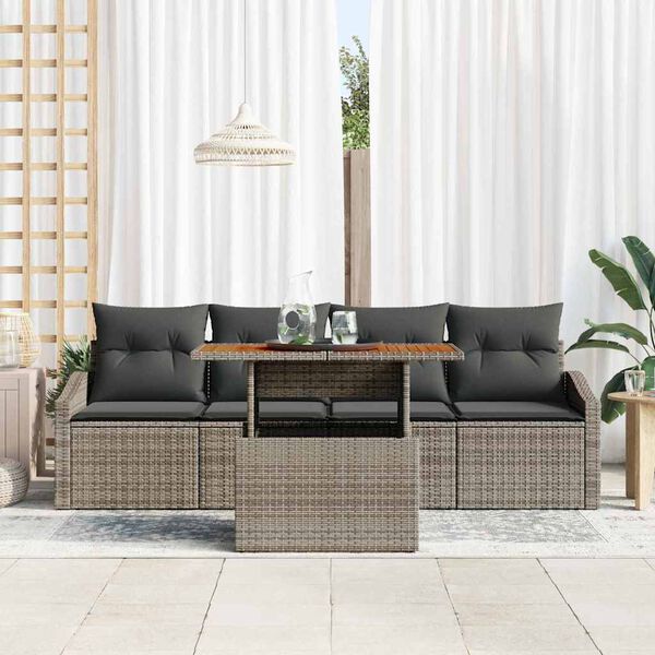 vidaXL Ensemble de canap&eacute; de jardin 5 pcs Gris Poly rotin