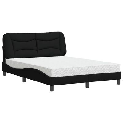 vidaXL Lit avec matelas noir 120x200 cm tissu