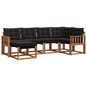 vidaXL Ensemble de canap&eacute;s d'ext&eacute;rieur 6 pc Naturel et Noir