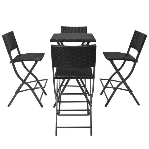 vidaXL Ensemble &agrave; manger d'ext&eacute;rieur pliable 5pcs Acier R&eacute;sine tress&eacute;e