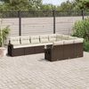 vidaXL Salon de jardin 10 pcs avec coussins marron r&eacute;sine tress&eacute;e