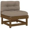 vidaXL Canap&eacute; central avec coussins marron miel bois de pin solide
