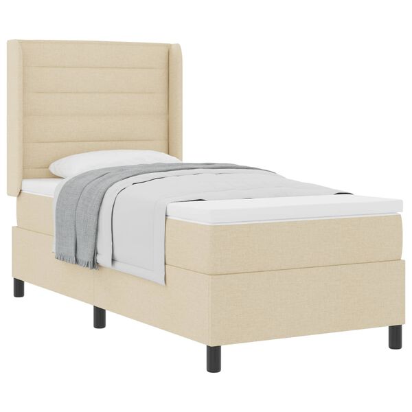 vidaXL Lit &agrave; ressorts avec matelas Cr&egrave;me 80 x 200 cm tissu