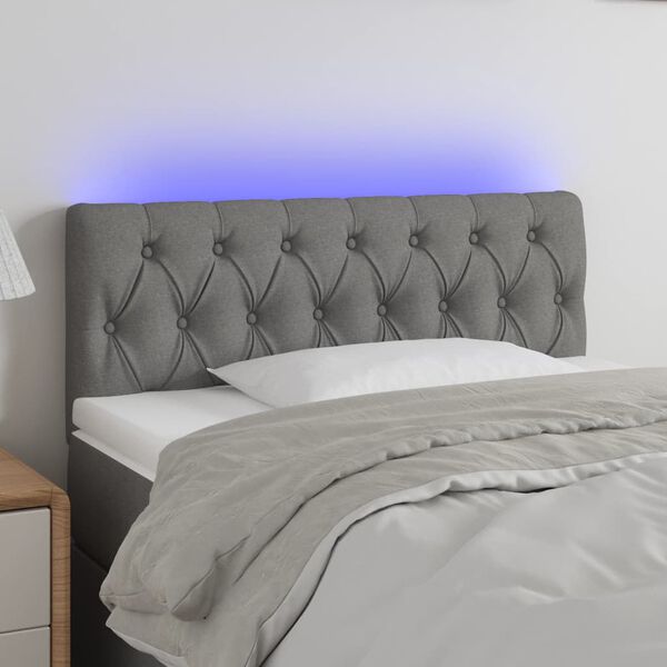 vidaXL T&ecirc;te de lit &agrave; LED Gris fonc&eacute; 100x7x78/88 cm Tissu