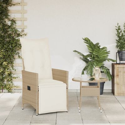 vidaXL Chaise inclinable de jardin avec coussins beige résine tressée