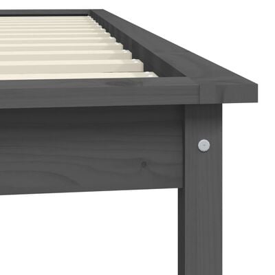 vidaXL Cadre de lit Gris 90x190 cm Bois de pin massif Simple