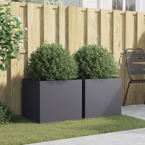 vidaXL Jardini&egrave;res 2 pcs anthracite 49x47x46 cm acier