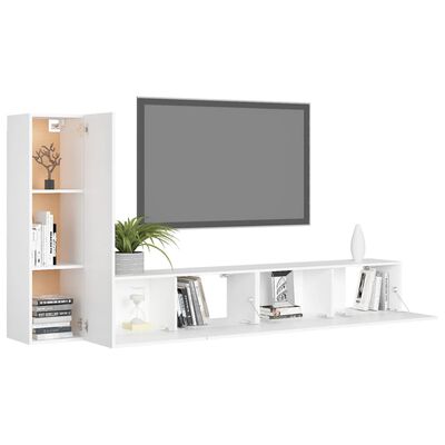 vidaXL Ensemble de meuble TV 3 pcs Blanc Aggloméré