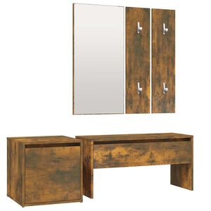 vidaXL Ensemble de meubles de couloir Ch&ecirc;ne fum&eacute; Bois d'ing&eacute;nierie