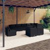 vidaXL Salon de jardin 9 pcs avec coussins R&eacute;sine tress&eacute;e Noir