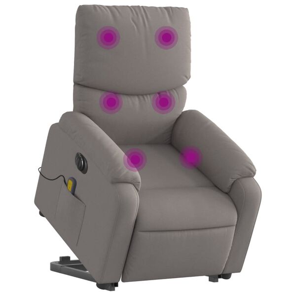 vidaXL Fauteuil inclinable de massage &eacute;lectrique Taupe Tissu